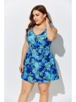 BLUE NOSTALGIA CUP SIZED TIE FRONT UNDERWIRE SWIMDRESS and Shorts