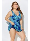BLUE NOSTALGIA CUP SIZED TIE FRONT UNDERWIRE SWIMDRESS and Shorts