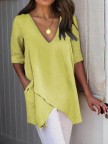 Half Sleeve Irregular Plus Size Asymmetrical Blouses