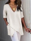 Half Sleeve Irregular Plus Size Asymmetrical Blouses