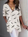 Half Sleeve Irregular Plus Size Asymmetrical Blouses