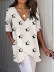 Half Sleeve Irregular Plus Size Asymmetrical Blouses