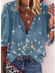 Animal Casual VNeckline Half Sleeve Blouses