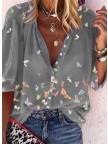 Animal Casual VNeckline Half Sleeve Blouses