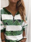 Print Leopard VNeck Long Sleeves Sweatshirt