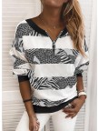 Print Leopard VNeck Long Sleeves Sweatshirt