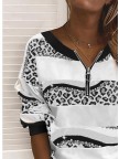 Print Leopard VNeck Long Sleeves Sweatshirt