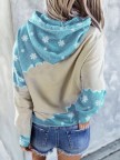 Women's Christmas Snowman Printed Long Sleeve Hooded Color Block Sweatshirt