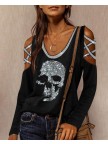 Tie Dye Print Bandage Cutout Cold Shoulder Top