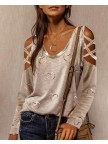 Tie Dye Print Bandage Cutout Cold Shoulder Top
