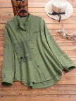 Stripe Cartoon Print Irregular Hem Long Sleeve Colorful Button Shirts