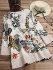 Floral Printed Vneck Long Sleeve Shirt