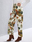 Comfortable Straightleg Pants with Floral Drawstring
