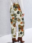 Comfortable Straightleg Pants with Floral Drawstring