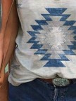 Vintage Printed Casual Vneck Shortsleeved Loose Tshirt