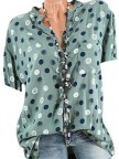 Loose Fitting Short Sleeve Polka Dot Blouses