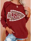 Women's Sweatshirts Leopard Letter Long Sleeve Round Neck Sweatshirt