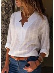 Sexy V Neck Pure Color Long Sleeve Blouse