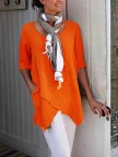 Half Sleeve Irregular Plus Size Blouses Asymmetrical Hem Shirt