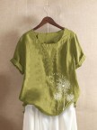 Casual Print Short Sleeve Overhead Crew Neck TShirt
