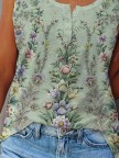 Buttoned Regular Fit Floral SleevelessTShirt