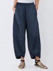 Elastic Waist Irregular Casual Solid Color Pants