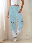 Women's Christmas Cute Printed Closure Casual Pants