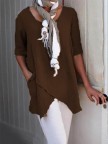 Half Sleeve Irregular Plus Size Blouses Asymmetrical Hem Shirt