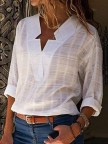 Sexy V Neck Pure Color Long Sleeve Blouse