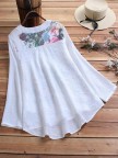 Vintage Print Patchwork Plus Size Blouse for Women