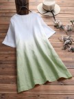 Gradient Short Sleeve Loose Oneck Casual Tshirt