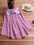 Vintage Print Patchwork Plus Size Blouse for Women