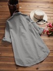 Casual Plaid Print Side Buttons Long Sleeve Blouses