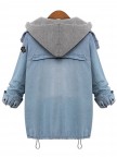 Two Pieces Denim Coats with Hoodie Vest