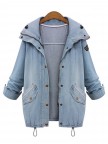Two Pieces Denim Coats with Hoodie Vest