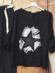Black Short Sleeve Casual Star CottonBlend Suits
