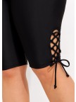 Black Plus Size Lace Up Side Swim Shorts