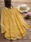 Patchwork Floral Embroidered Irregular Vintage Blouses