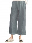 Solid Casual Wide Legs Linen Pants