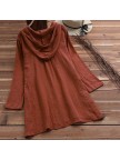 Women Hoodie Vintage Long Sleeve Solid Dresses