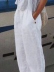 Solid Loosen Cotton Linen Causal Pants
