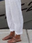 Solid Loosen Cotton Linen Causal Pants