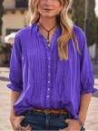 Green Half Sleeve CottonBlend Blouse