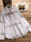 Vintage Plaid Long Sleeve Turndown Collar Shirt