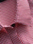 Casual Plaid Print Side Buttons Long Sleeve Blouses
