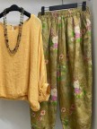 Yellow Plain Casual Crew Neck Suits