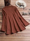 Vintage Plaid Side Button Vneck Long Sleeve Plus Size Shirt