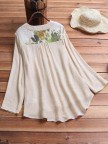 Vintage Print Patchwork Plus Size Blouse for Women