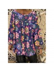 V Neck Flower Printed Loose Blouse