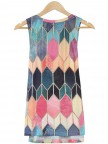 Stylish VNeck Geometric Printed Sleeveless Top